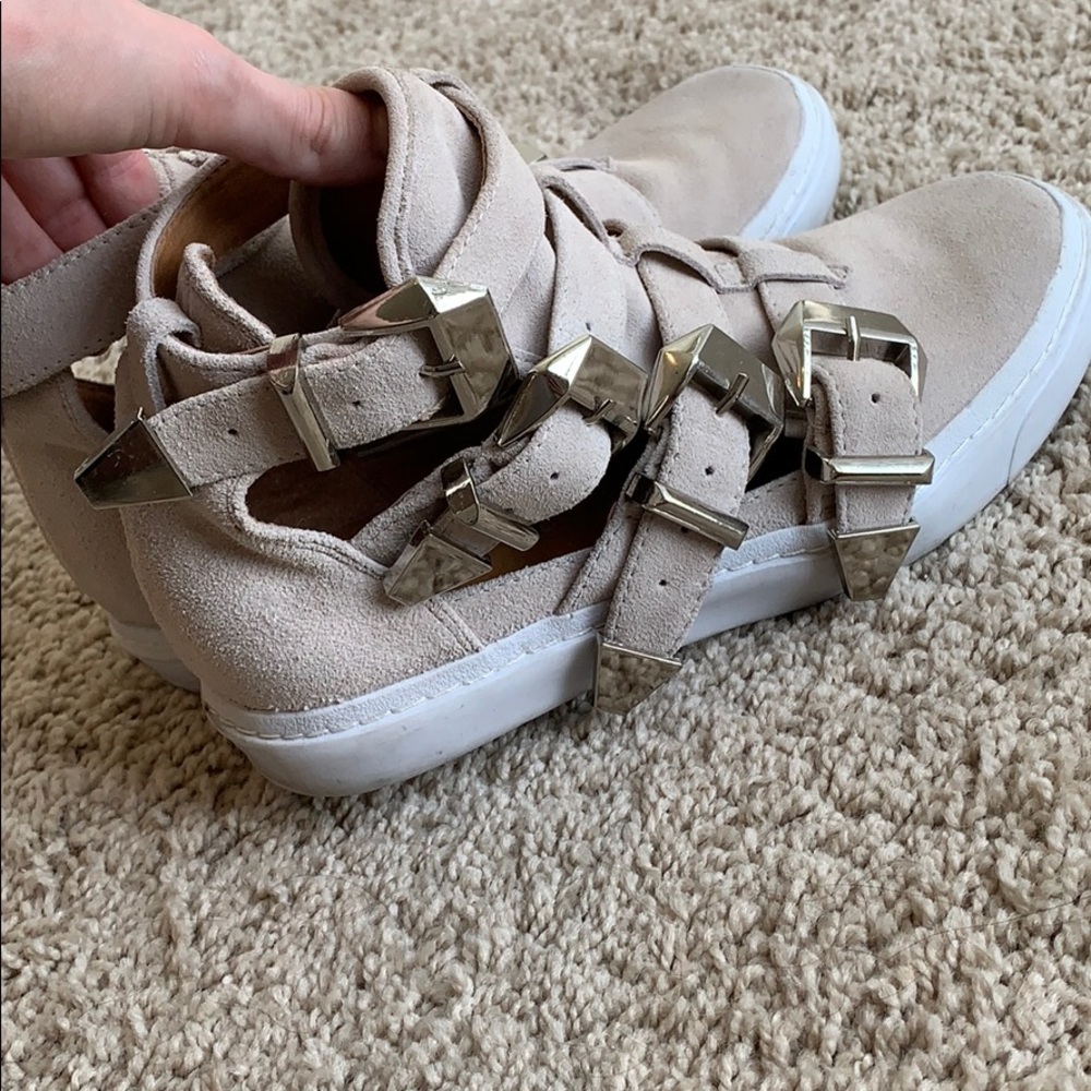 Jeffrey Campbell Beige Suede Buckle High-Top Sneakers - Picture 3 of 4